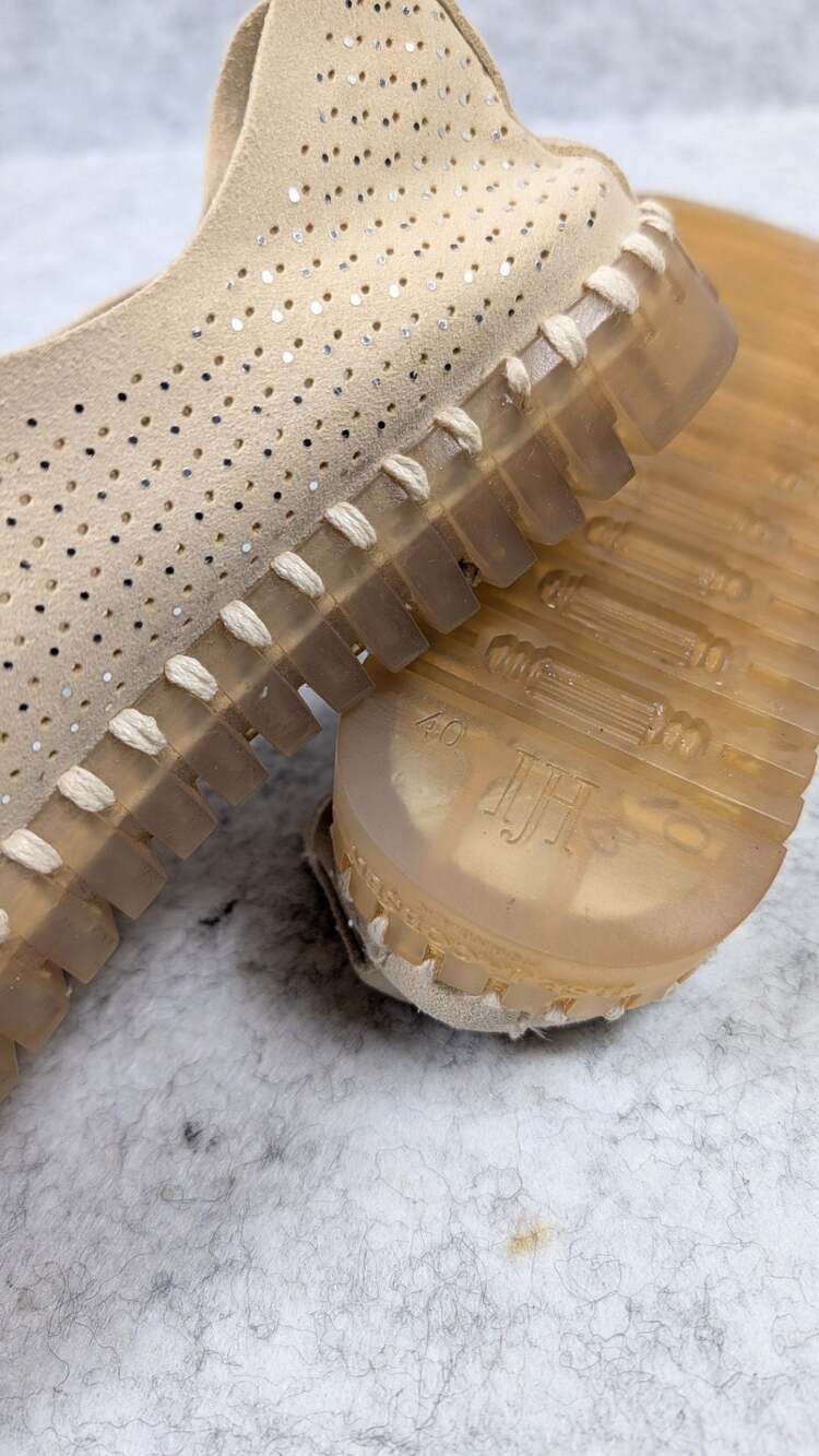 Ilse Jacobsen Hornbaek Tulip Perforated Slip-On Shoes Neutral Sparkle Size 9 - Picture 8 of 13